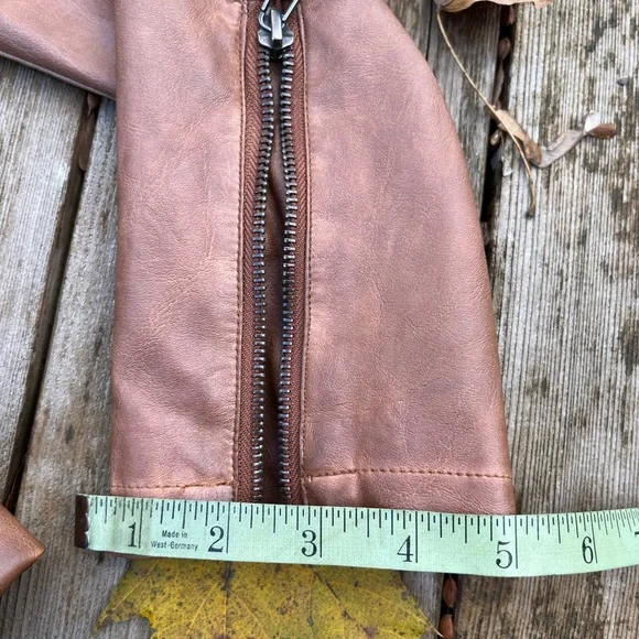Max Studio Vegan Leather Moto Boho Vibes Tan Jacket NWTs Size M